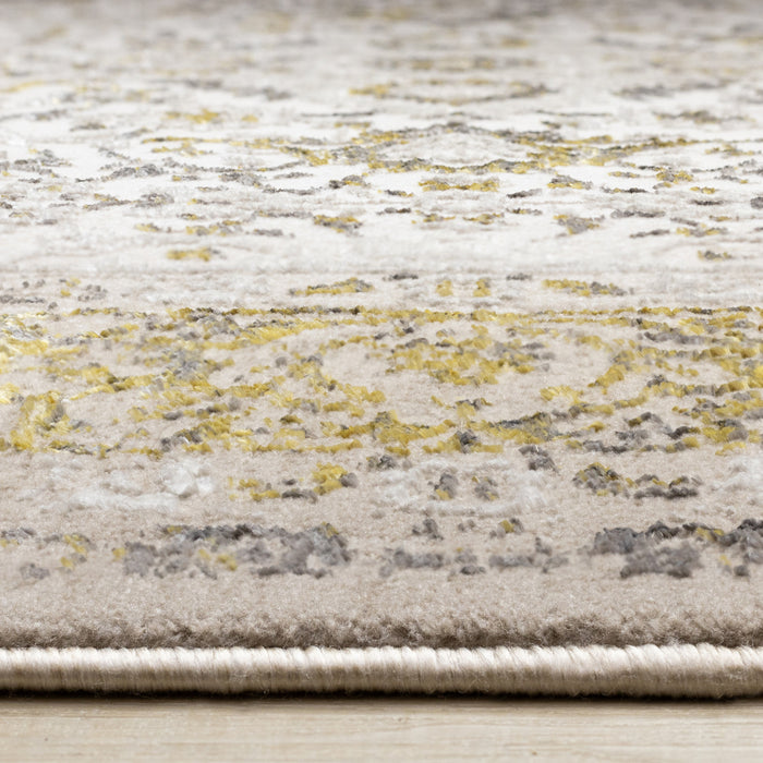 Tapis Zaris creme, jaune et noir elegant classique, 5'3\" x 7'7\"