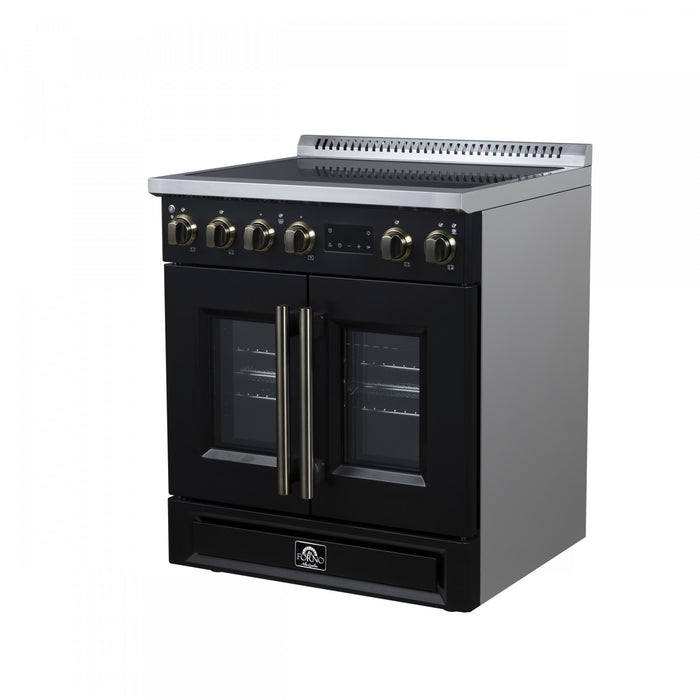 Cuisiniere a induction Torino de 30 po, noire, avec portes francaises, 4,32 pi³ – FFSIN0950-30BLK