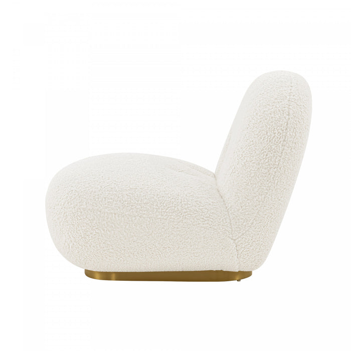 Fauteuil lounge moderne Edina en boucle blanc - Lot de 2