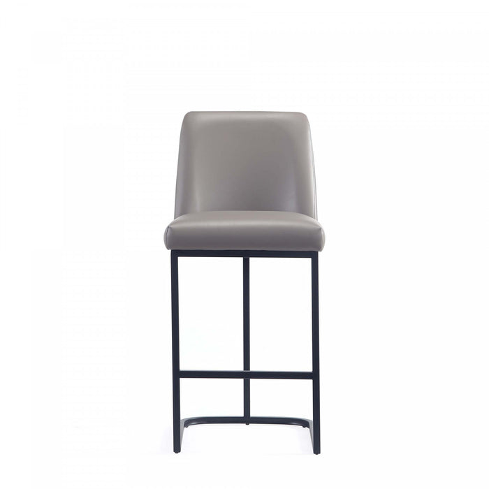 Tabouret de comptoir moderne en metal et tissu Serena, taupe - Lot de 2