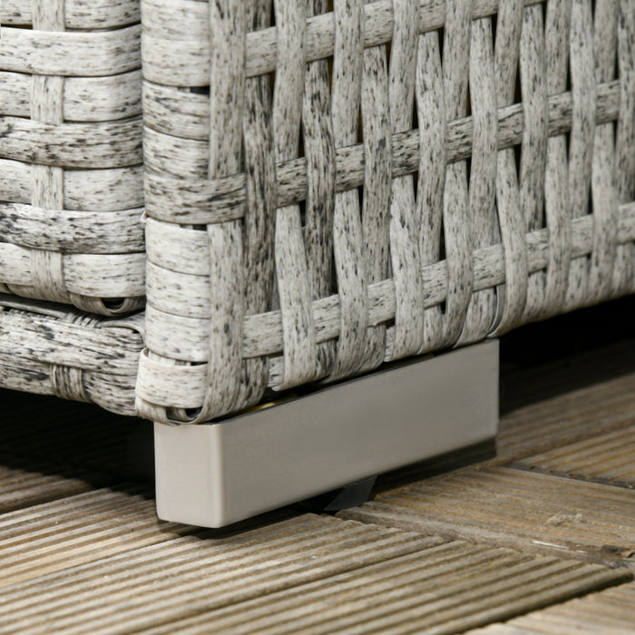 Outsunny Meuble De Rangement Resine Tressee Pour Patio Gris Mixte