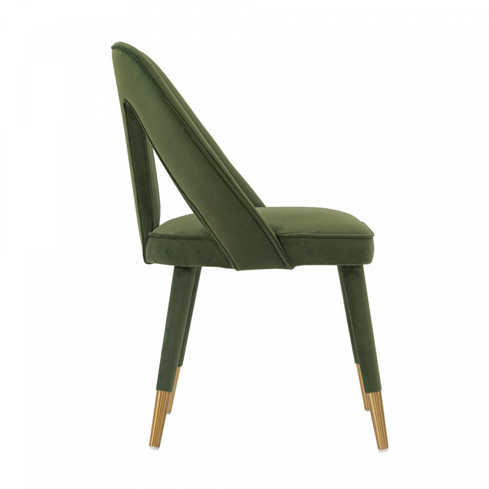 Chaise de salle a manger moderne Neda en velours vert olive - Lot de 2