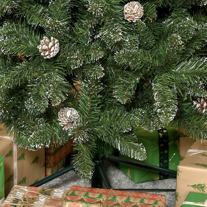 Homcom Arbre De Noel Floque De 7,5 Pieds Avec Pommes De Pin, Vert