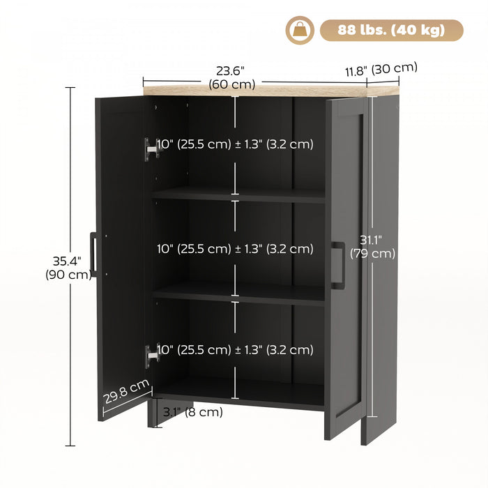 HOMCOM Armoire de rangement avec doubles portes et etagere reglable, noir