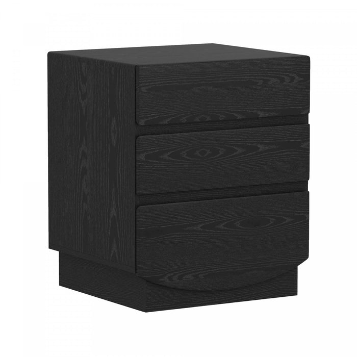 Table de nuit contemporaine Ardea 20\" en noir (3 tiroirs)