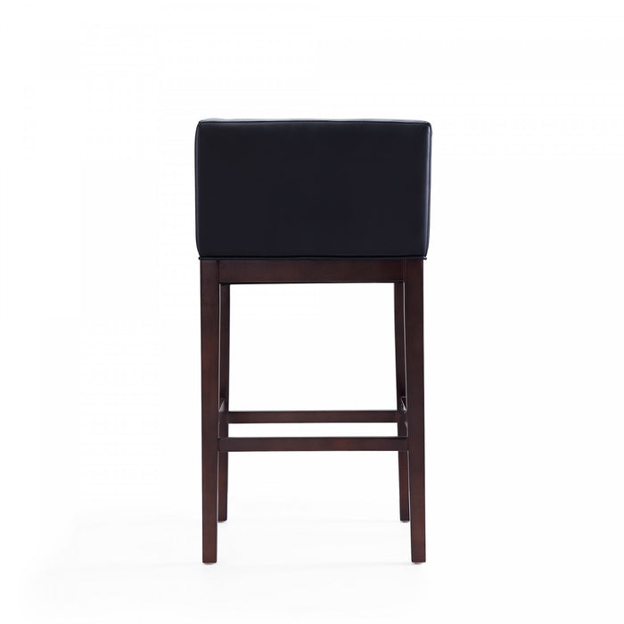 Tabouret de bar Kingsley style milieu du siecle en bois et tissu noir - Lot de 2