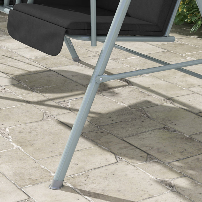 Outsunny Double Balancoire D'exterieur Pour 2 Pers Avec Table, Noir