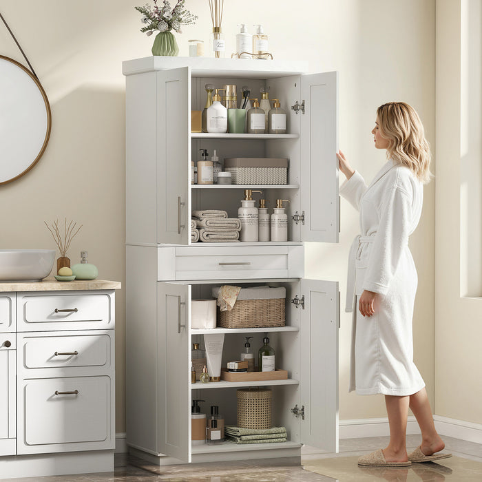 HOMCOM Garde-Manger Cuisine Moderne Etageres Blanc
