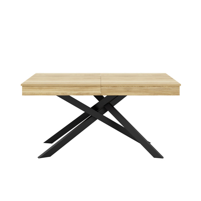 FlexDine Table a Manger Rectangulaire Extensible 55-71 po avec Pieds Croises et Finition Chene, Chene