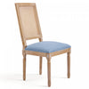Oliver Solid Wood Rubberwood Dining Chair Set of 2 with Upholstered Seat Cane Backrest and Fluted Legs,Blue | Oliver lot de 2 chaises de salle a manger en bois massif (hevea) avec assise rembourree, dossier en cannage et pieds canneles, bleu