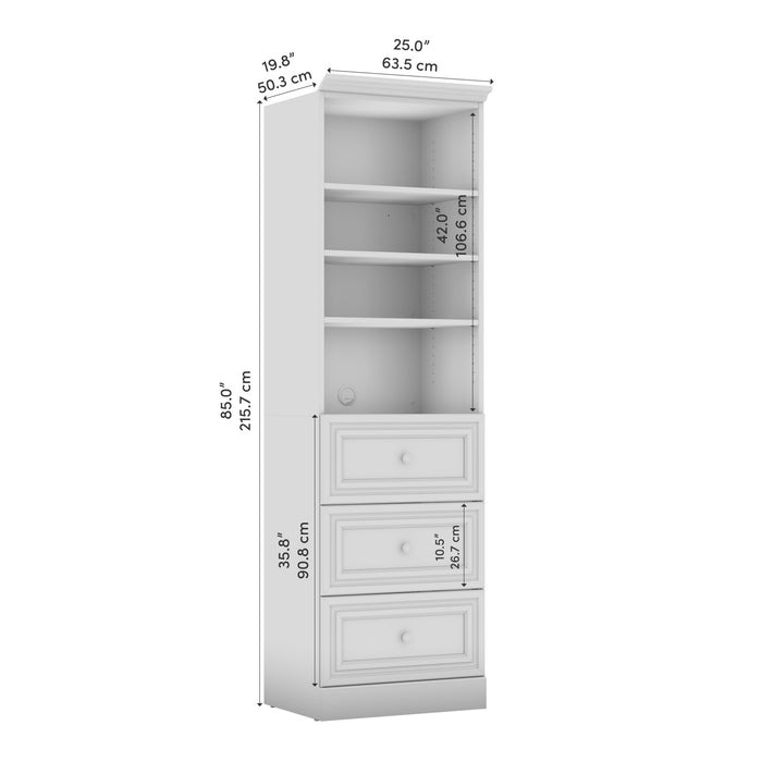 Organisateur de garde-robe Versatile de Bestar de 25 po (L) avec tiroirs - blanc