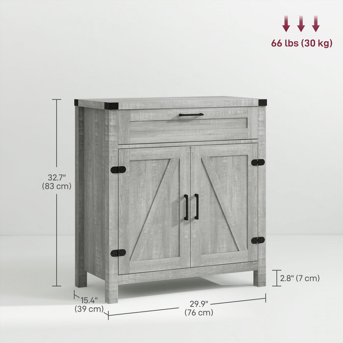 HOMCOM Buffet de ferme avec tiroir et etagere reglable, gris