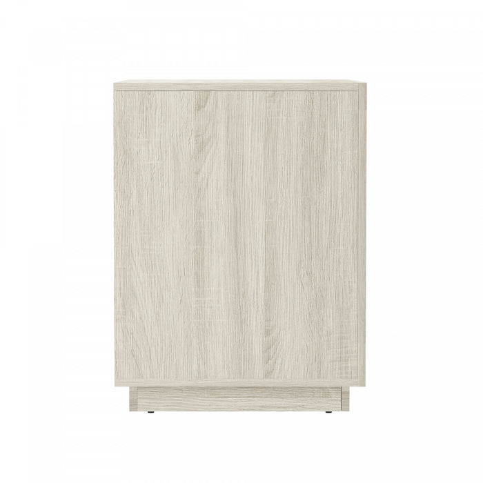 Table de nuit contemporaine Soren 32\" en chene blanchi (2 tiroirs)