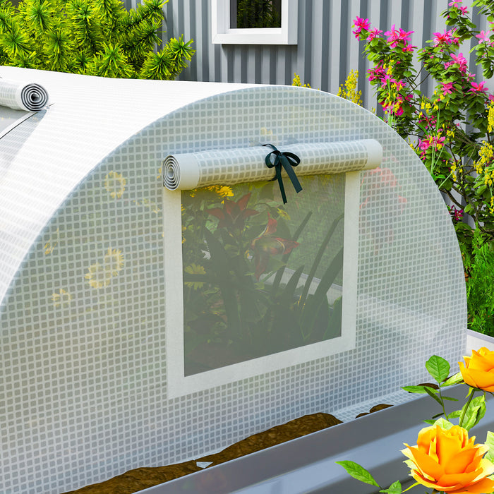 Outsunny Mini-serre avec fenetres en maille, tunnel de culture, blanc