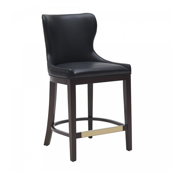 Tabouret de comptoir Blair moderne en bois et tissu, noir - Lot de 2