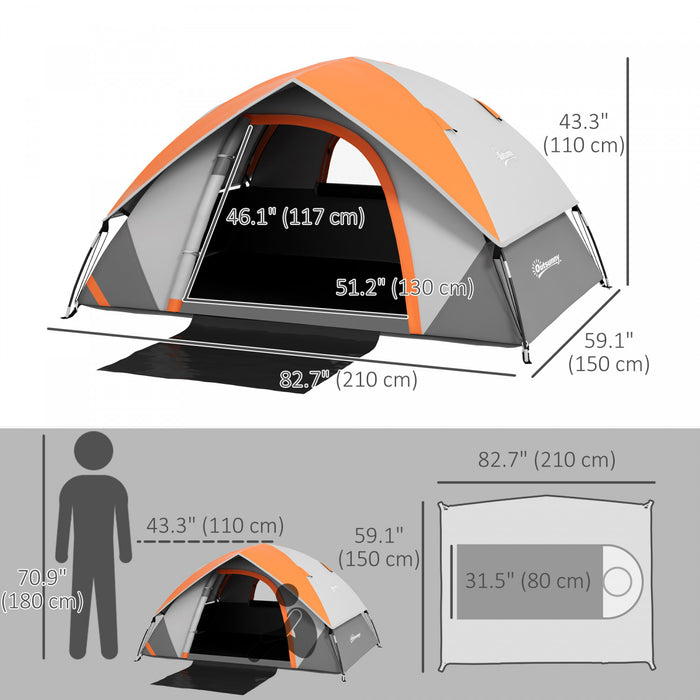 Outsunny Tente de camping pour 2 pers avec sol cousu, etanche 3 000 mm