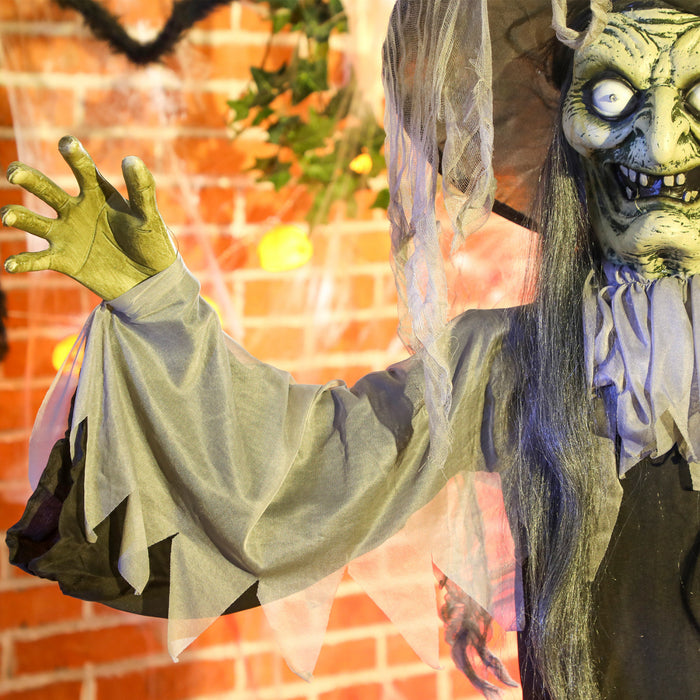 Outsunny Decoration D'halloween Animee, Sorciere Animatronique, Noir