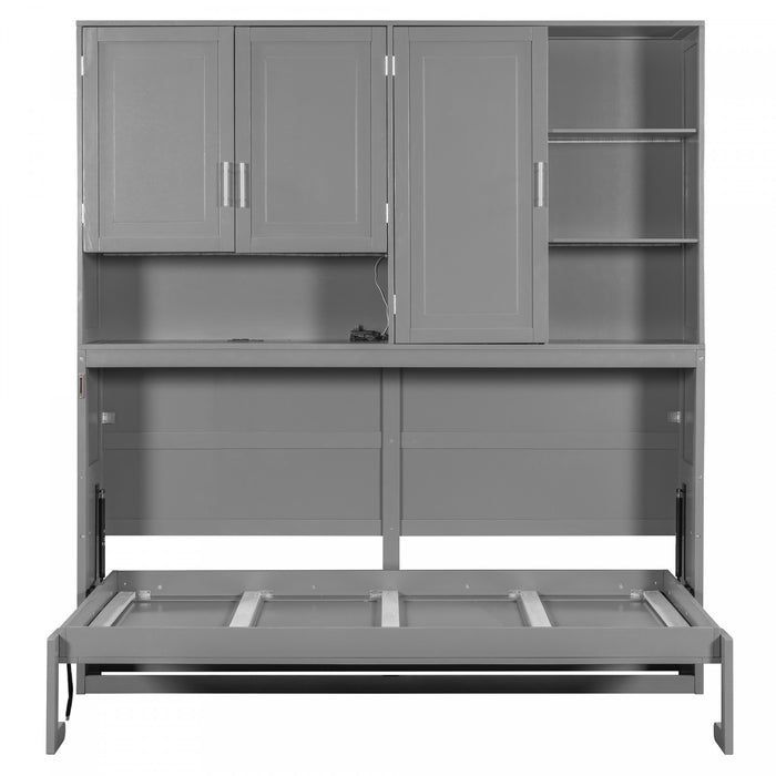 Ethan Lit escamotable gain de place avec rangement et design pliable, Taille simple, Gris
