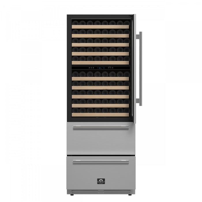 Refroidisseur a vin et a boissons Celano de 30\"a triple zone, 21,3 pi³, en acier inoxydable -FWCDR6697-30S
