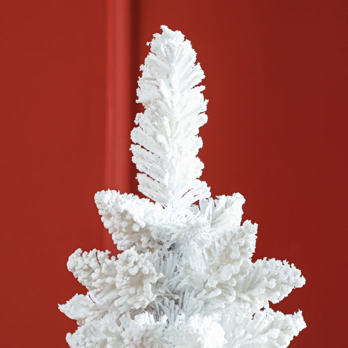 Homcom Sapin De Noel Floque Avec Pointes De Branches Realistes, Blanc