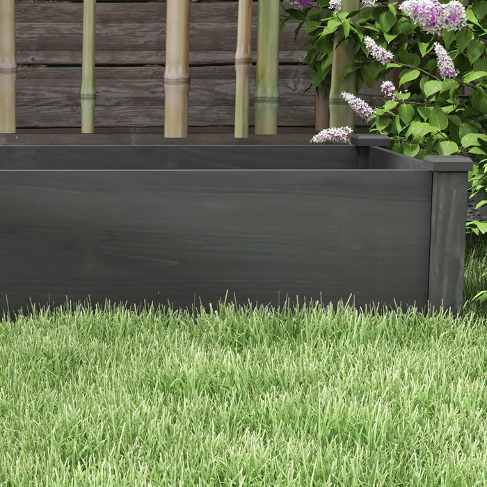 Outsunny Lit De Jardin Sureleve En Bois Avec 2 Jardinieres, Gris