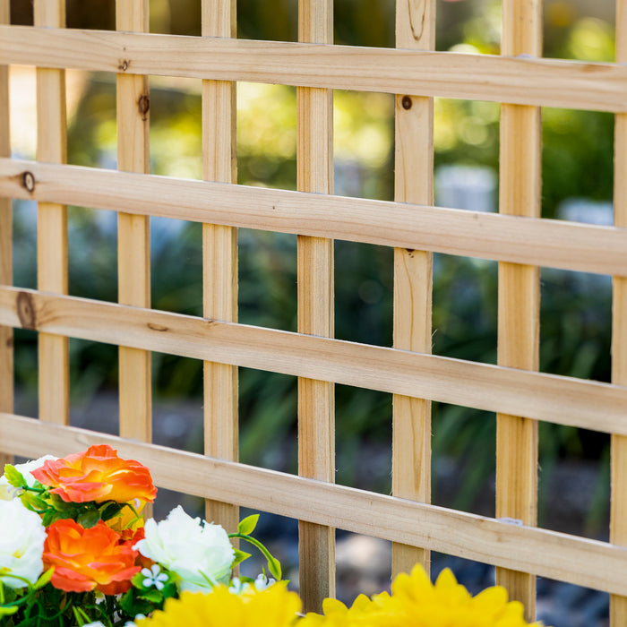 Outsunny Lit de jardin sureleve jardiniere en bois en treillis bois naturel