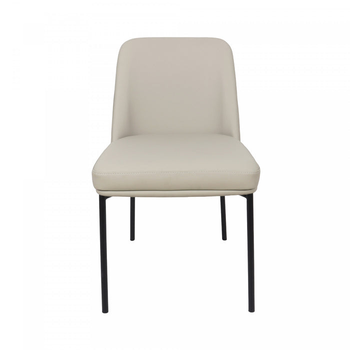Chaise laterale contemporaine Loft en cuir vegetalien et metal, gris pierre - Lot de 2