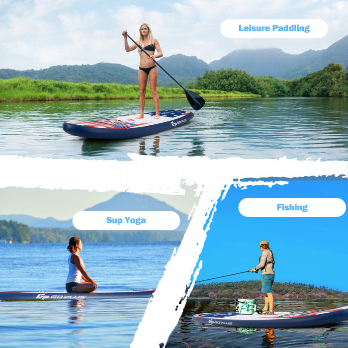 Goplus 11' Gonflable Stand Up Paddle Board Surfboard W/pompe Paddle En Aluminium