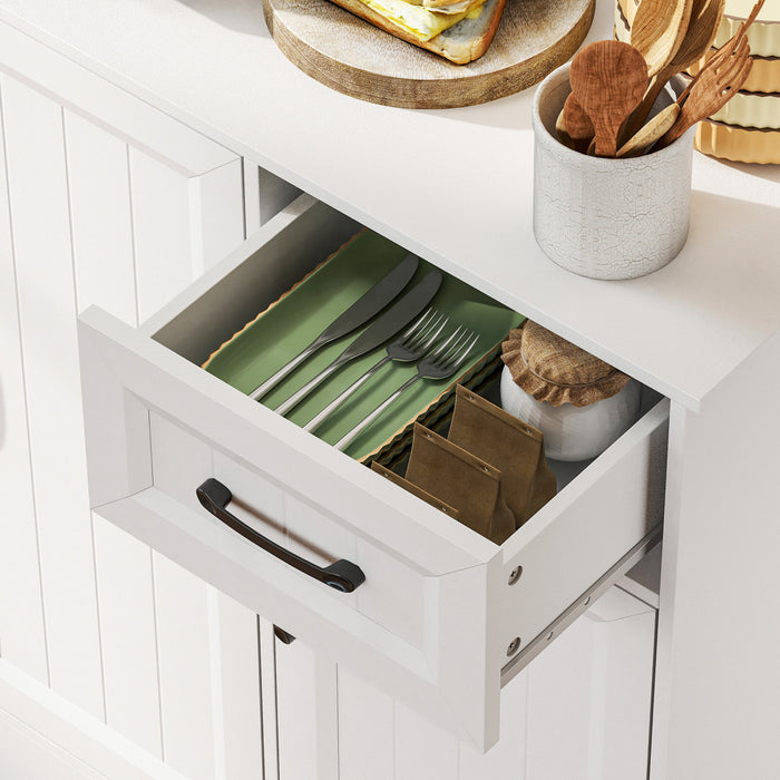 HOMCOM Armoire de cuisine 71\" avec station de charge, blanc
