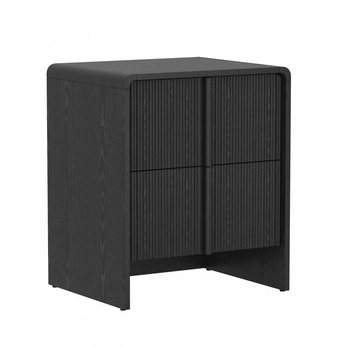 Table de nuit contemporaine Novara 56 cm en noir (2 tiroirs)