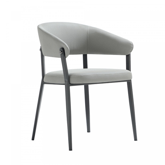 Chaise de salle a manger moderne en metal et tissu Belle, gris pierre - Lot de 4
