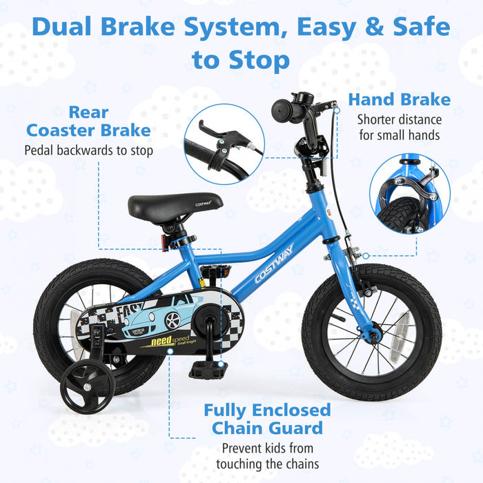 Costway 12\" Velo D'entrainement Pour Enfants Avec Roues D'entrainement Amovibles Pneumatiques Navy