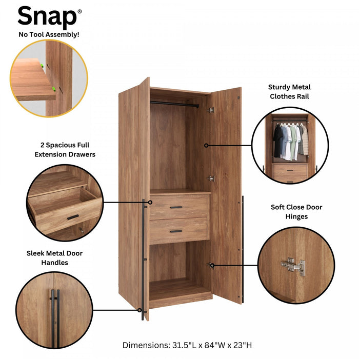 Armoire moderne Lee 2 pieces en brun dore