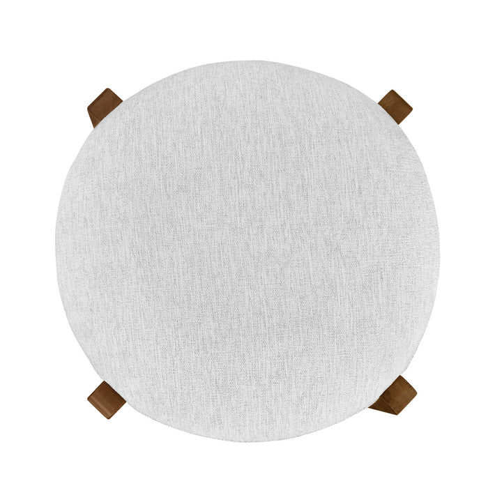 Olivia – Lot de 2 tabourets de bar d’interieur en bois d’hevea avec assise ronde, structure durable et revetement en tissu