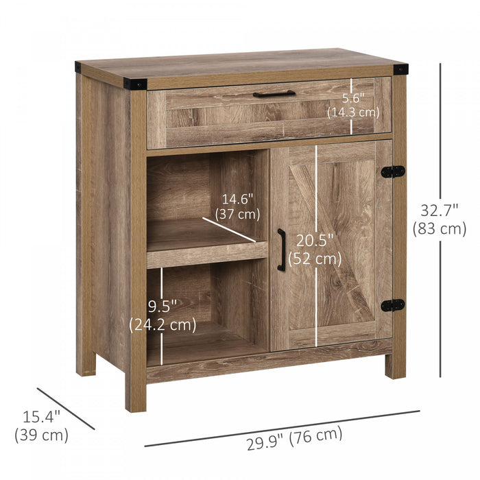 HOMCOM Buffet de ferme rustique avec porte de grange, Chene clair