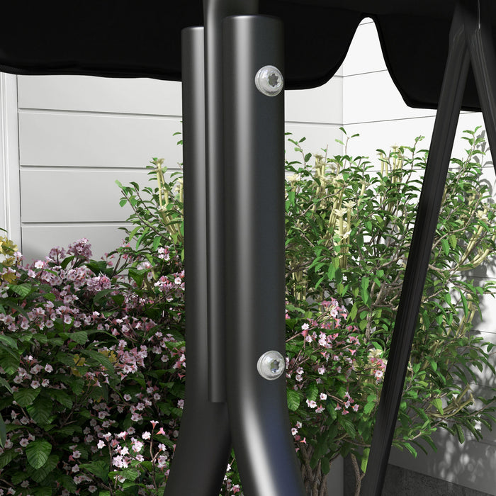 Outsunny Balancoire De Patio 3 Places Avec Auvent Reglable, Noir