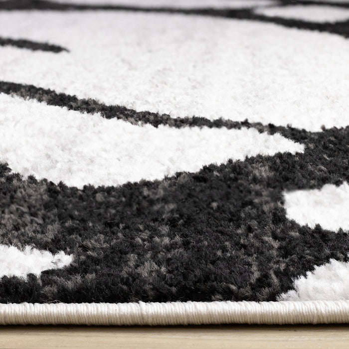 Tapis Emmett gris et noir avec motif tourbillon, 7'10\" x 10'6\"