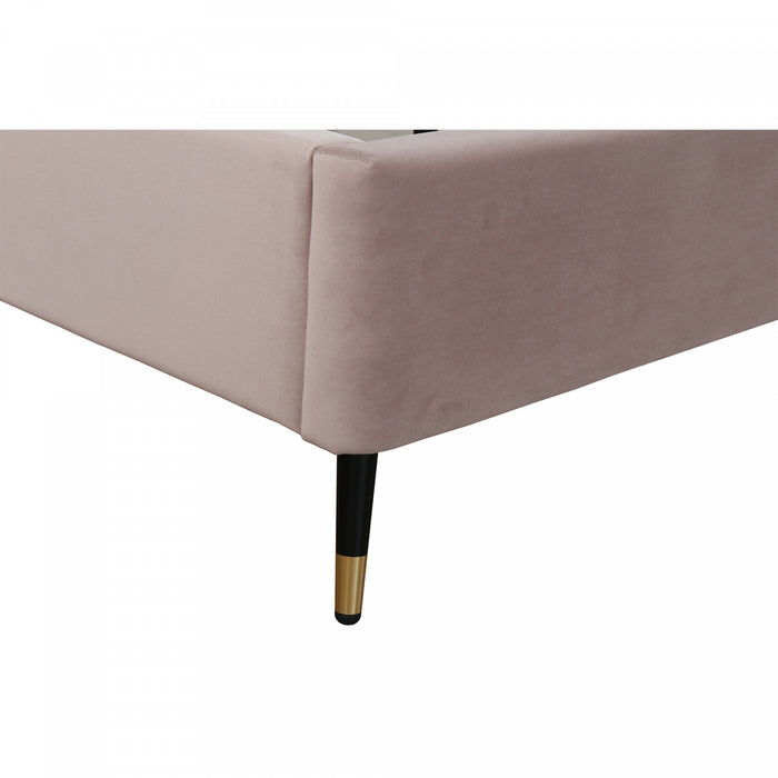 Lit Queen Moderne Rembourre en Velours Crosby, Coloris Blush
