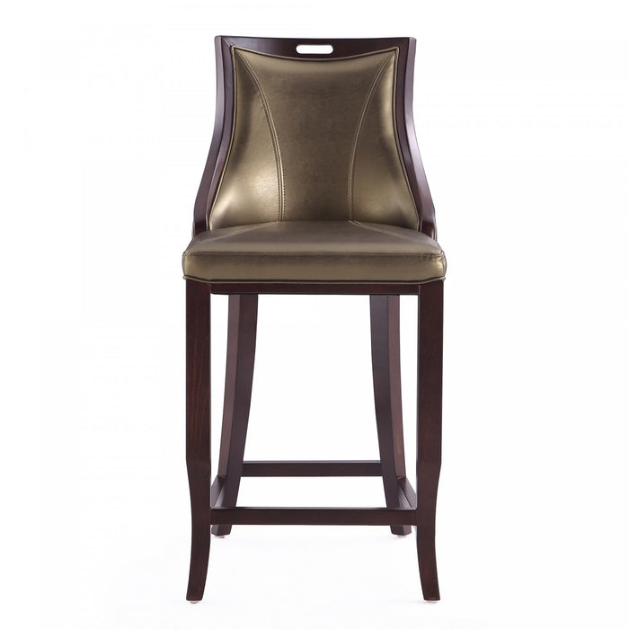 Tabouret de bar en bois traditionnel Emperor avec assise rembourree, bronze - Lot de 2