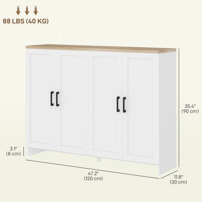 HOMCOM Armoire buffet moderne avec etageres reglables, blanc