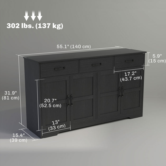 HOMCOM Buffet, meuble de bar a cafe avec tiroirs, noir vieilli