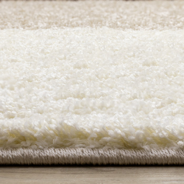Tapis Fairmont a carreaux brun beige blanc, 5'3\" x 7'7\"