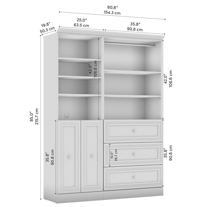 Système d’organisateur de garde-robe Versatile de Bestar de 61 po (L) avec portes - blanc