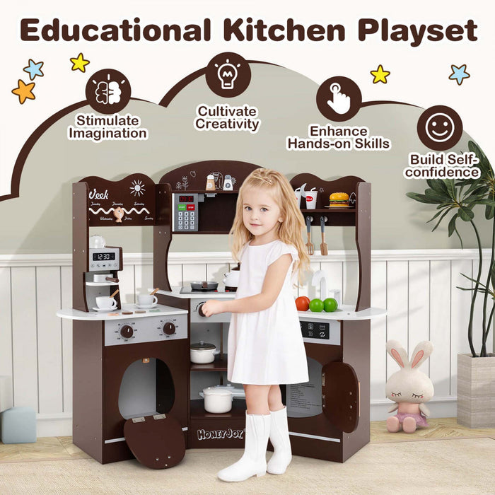 Honeyjoy Coin Cuisine Jeu Avec Machine A Cafe Four Micro-ondes Machine A Laver Marron