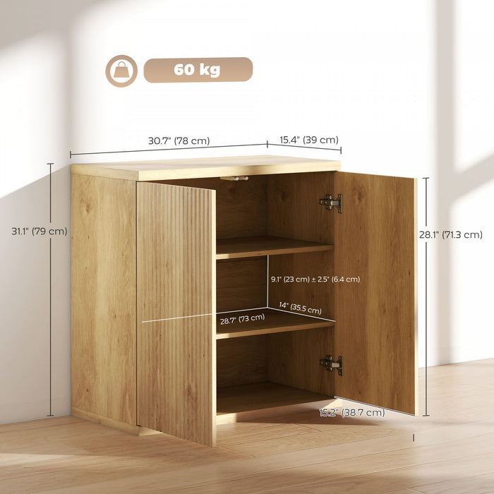 HOMCOM Buffet, Ensemble de 2, Meuble de Cuisine Rainure, Finition Chene