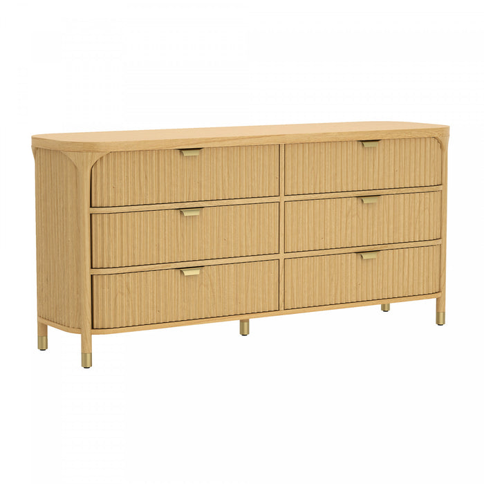 Commode contemporaine Park 68\" en bois naturel (6 tiroirs)