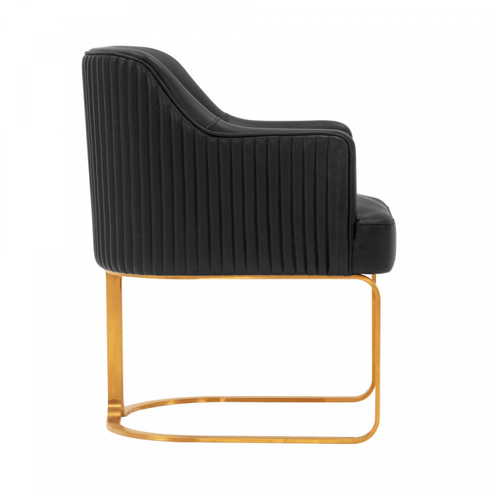 Chaise de salle a manger Raya en bois moderne et cuir vegetalien noir - Lot de 2