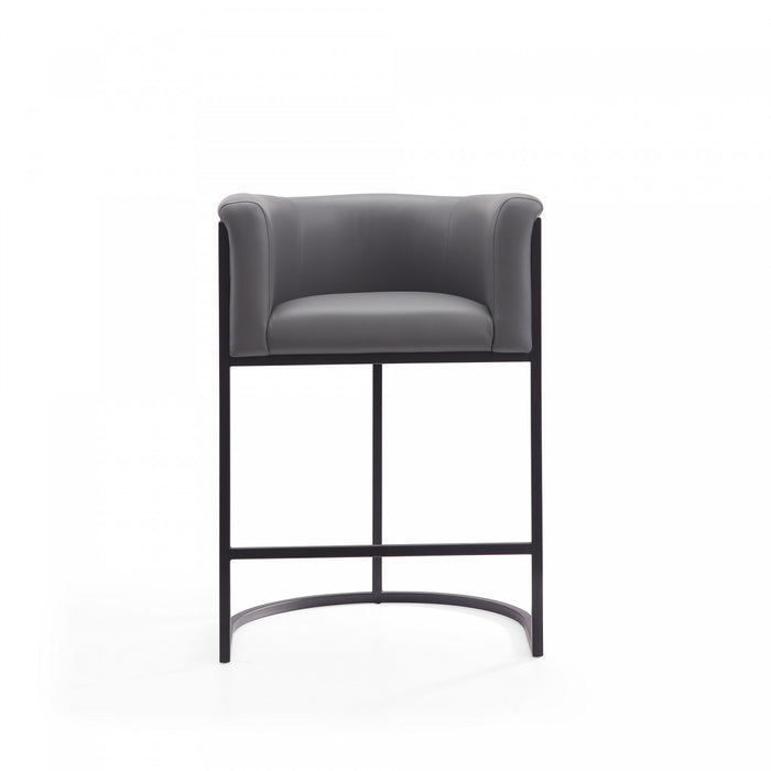 Tabouret de comptoir moderne du milieu du siecle en metal et tissu gris Cosmopolitan - Lot de 2