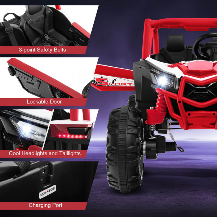 Costway 24v Kids Ride Sur Utv Avec 4 X 100w Puissant Moteur Telecommande Haute / Basse Vitesse Rouge