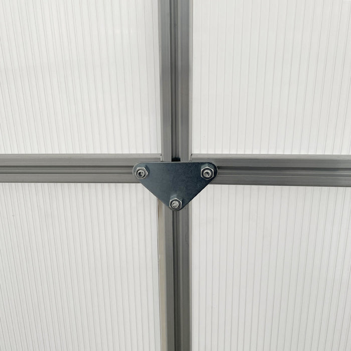 Outsunny Serre De Jardin Aluminium Polycarbonate Serre A Tomates Jardinerie Plantes Fondation Lucarne Reglable Porte Coulissante 6.2'l X 6.2'l X 6.6'h Argent Transparent